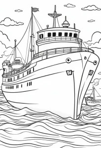 tranh tô màu tàu thủy
