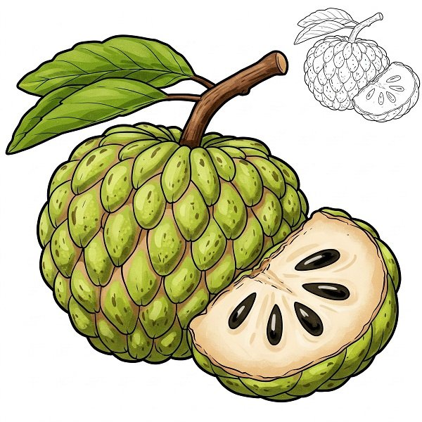 tranh tô màu quả na cho bé