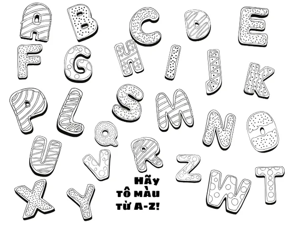 tranh tô màu bảng chữ cái tiếng việt cho bé