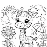 Tranh tô màu con hươu cao cổ