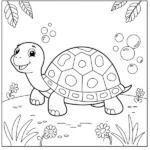 Bé tập tô màu con rùa