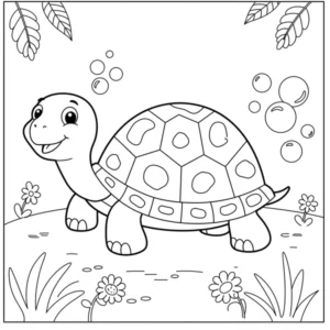 Bé tập tô màu con rùa