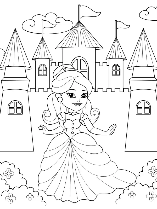 tranh tô màu công chúa disney Cinderella chibi 