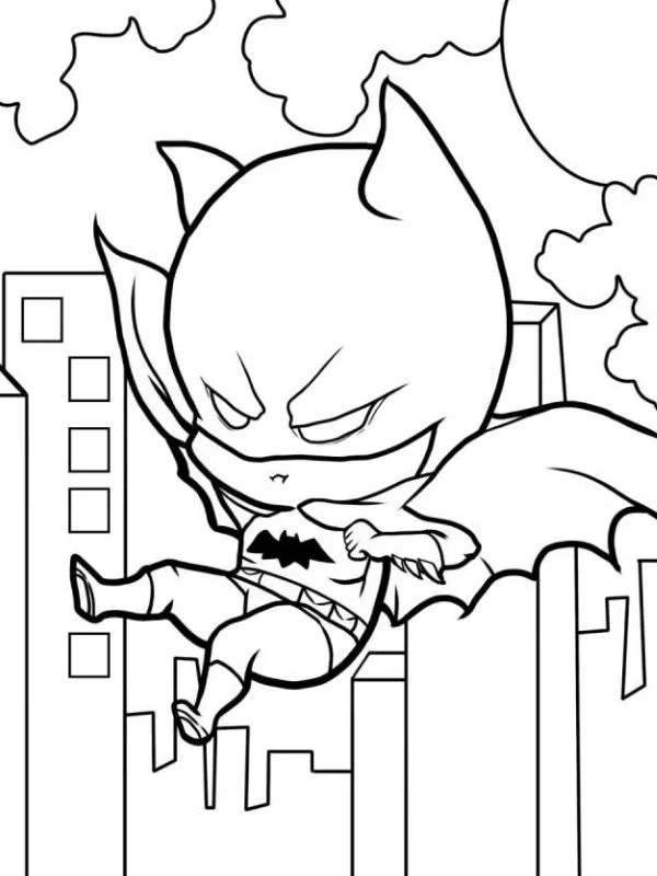 tranh tô màu batman chibi dễ tô