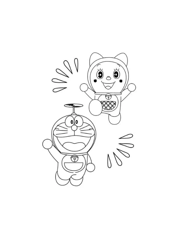 tô màu doremi đồng hành cùng doraemon cute 