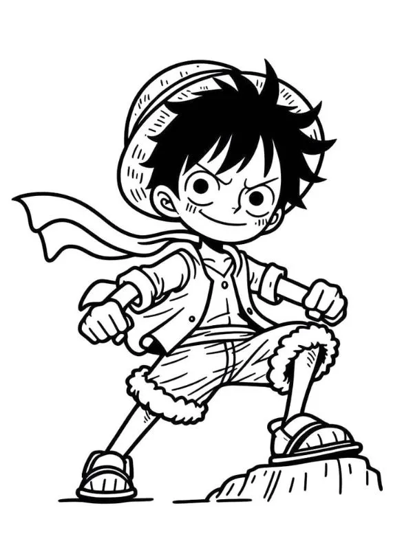 tranh tô màu luffy mũ rơm đáng yêu