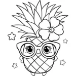 Tranh tô màu quả dứa đẹp, dễ tô phù hợp cho mọi lứa tuổi