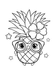 Tranh tô màu quả dứa đẹp, dễ tô phù hợp cho mọi lứa tuổi