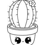 tranh tô màu cây xương rồng cute