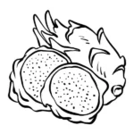 tranh tô màu quả thanh long và miếng thanh long cắt dở