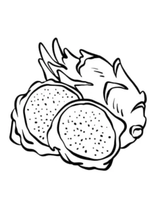 tranh tô màu quả thanh long và miếng thanh long cắt dở
