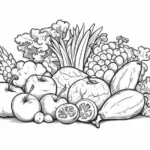 rau củ quả cho bé tô màu