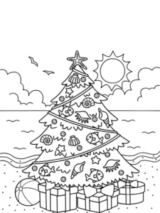 bức tranh tô màu cây thông Noel đẹp nhất cho bé