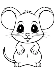 mẫu tranh tô màu con chuột dễ thương