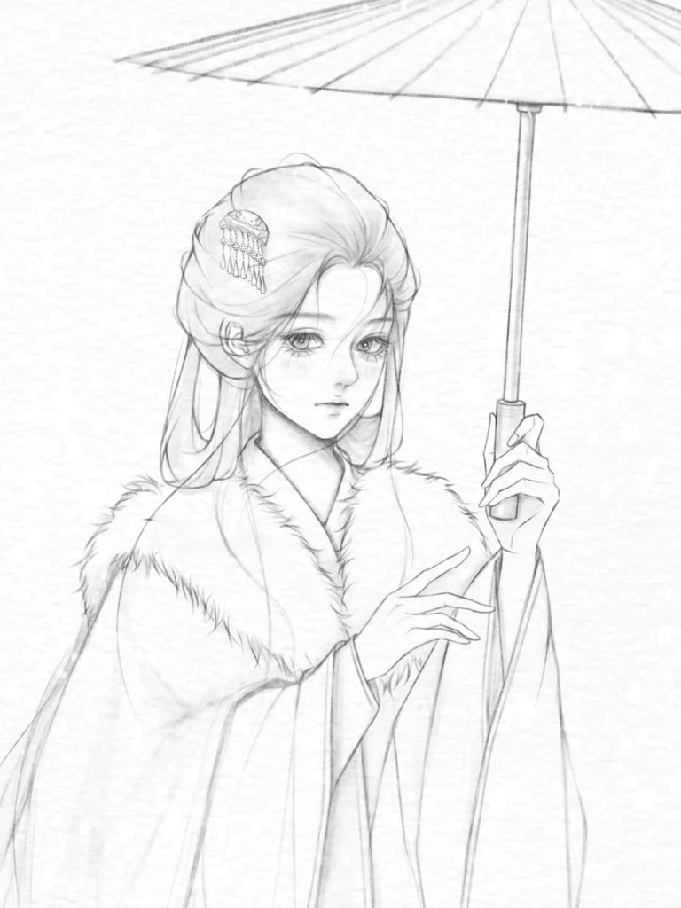 tranh tô màu cổ trang trung quốc đẹp