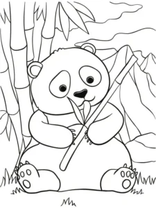 tranh tô màu gấu trúc ăn măng