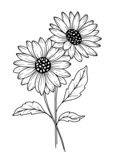 Mẫu tranh tô màu hoa cúc cho bé