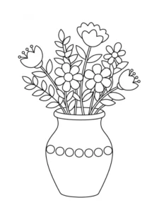 Tranh tô màu lọ hoa đơn giản