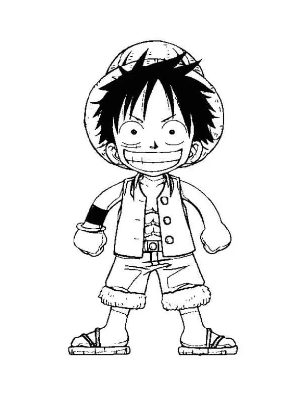 tranh tô màu one piece luffy cute