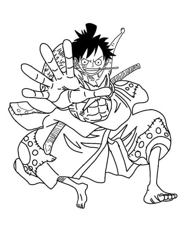 tranh tô màu luffy wano siêu dễ cho bé