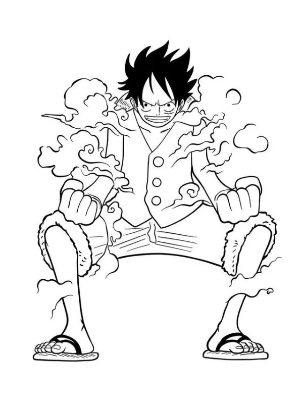 tranh tô màu luffy gear 2 đơn giản dễ tô