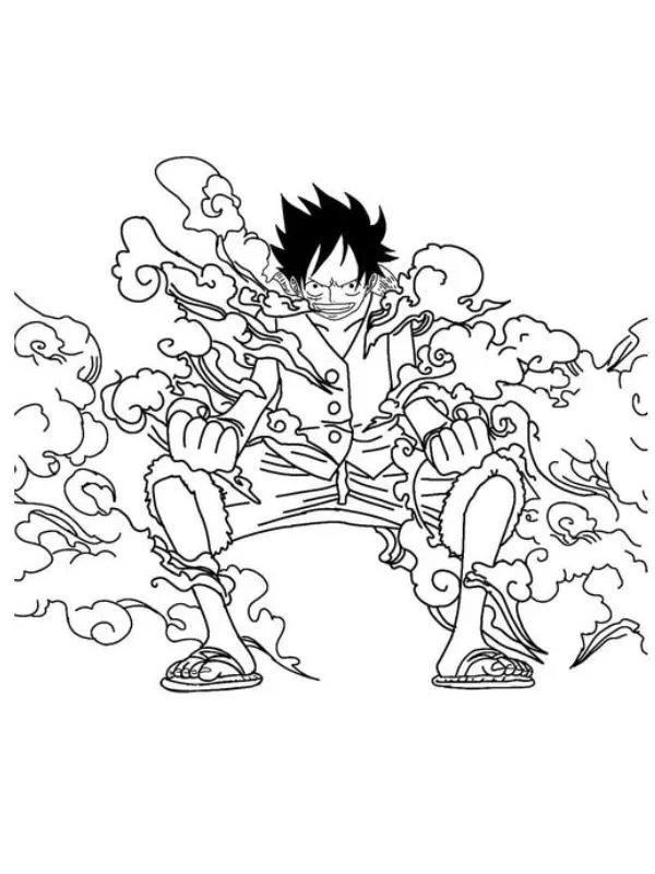 tranh tô màu luffy gear 2 cực dũng mãnh