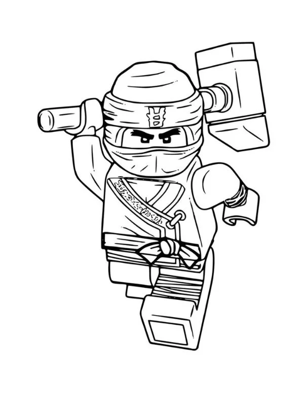 tranh tô màu ninjago cầm búa