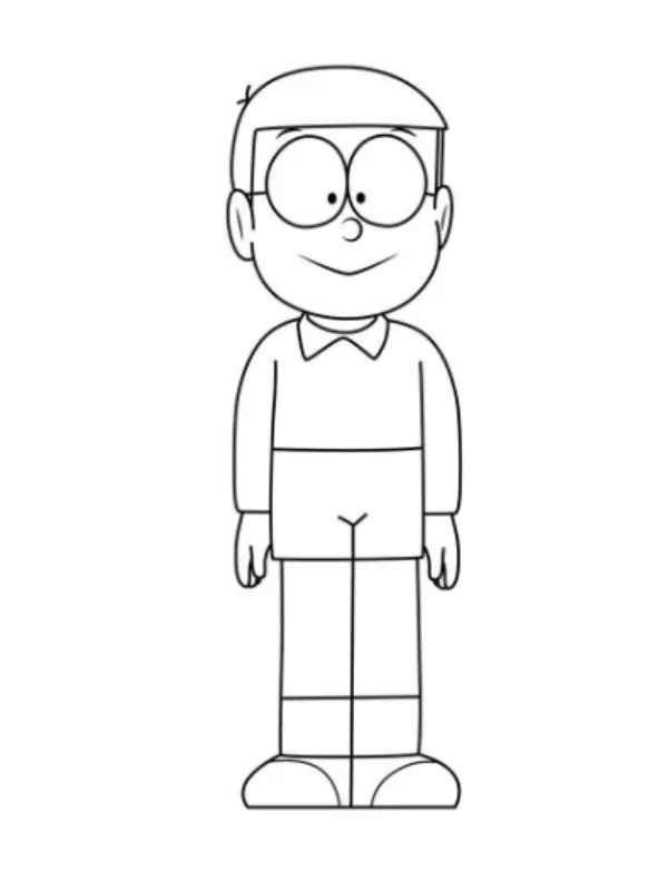 tranh tô màu nobita dễ thương cho bé