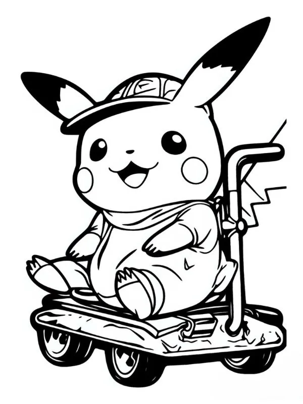 hình tô màu pikachu chibi dễ thương