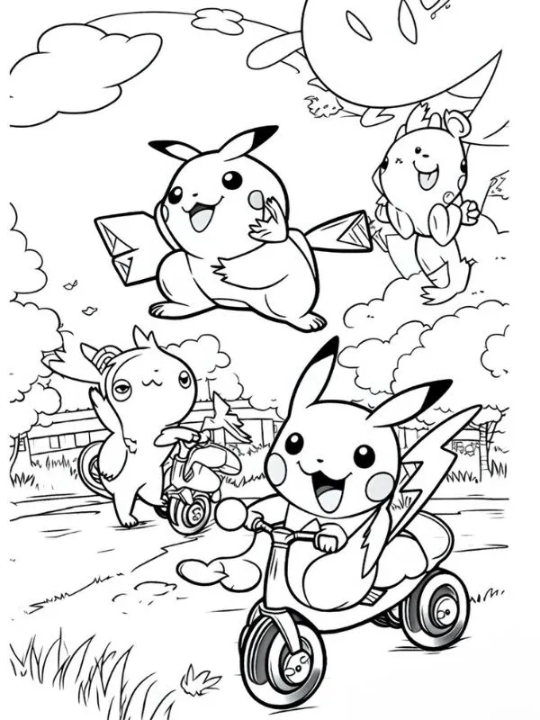 tranh tô màu pikachu vui nhộn