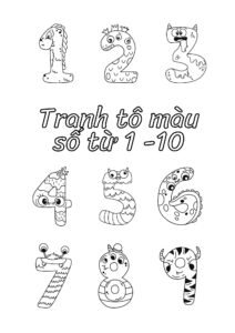 Tranh tô màu số từ 1 đến 0 cho bé