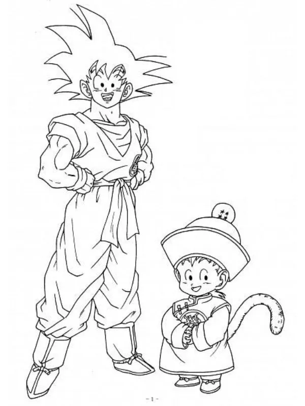 tranh tô màu songoku cùng con trai gohan