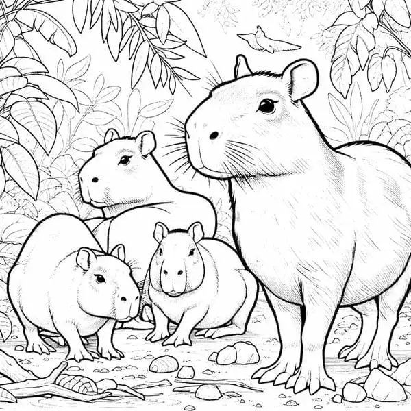 những người bạn tranh tô màu capybara