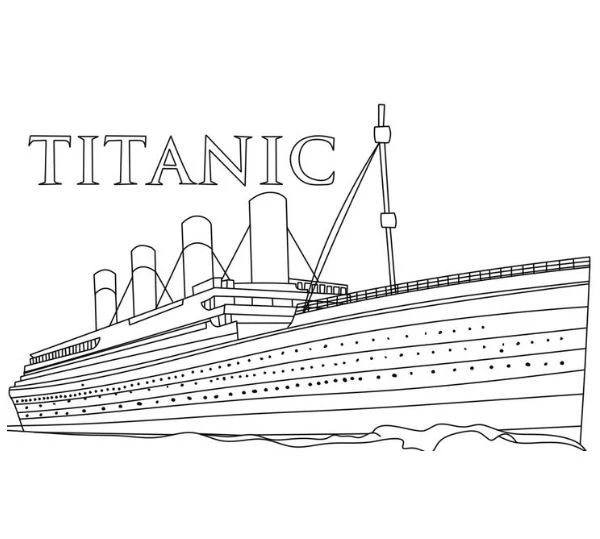 tranh tô màu tàu titanic dễ thương