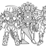 tranh tô màu Titan Drill Man đẹp, dễ tô cho bé yêu