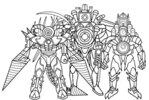 tranh tô màu Titan Drill Man đẹp, dễ tô cho bé yêu