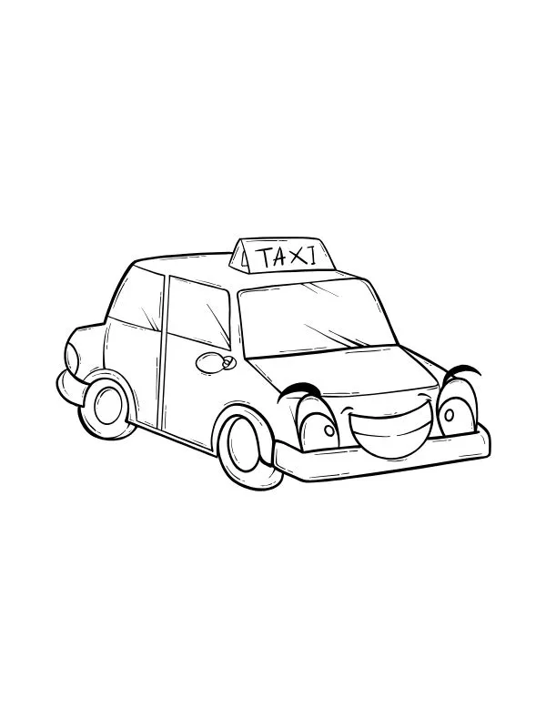 tranh tô màu ô tô taxi siêu dễ thương