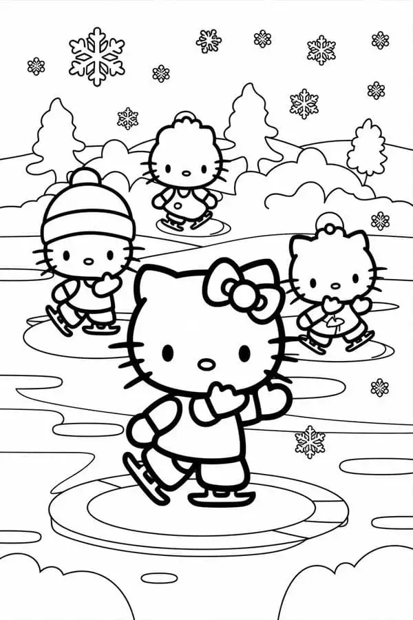 hình hello kitty để tô màu cute