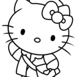 hình vẽ hello kitty đi học cho bé tô màu