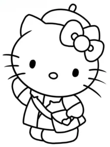 hình vẽ hello kitty đi học cho bé tô màu