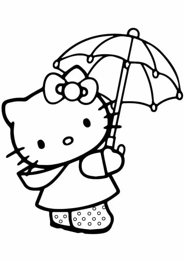 tô màu hello kitty cầm ô