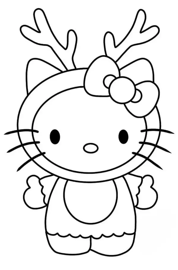 hình tô màu hello kitty tuần lộc