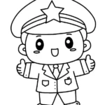 tranh tô màu nghề công an chibi