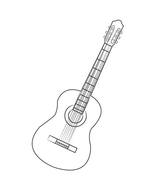 tô màu đàn guitar vẽ tay