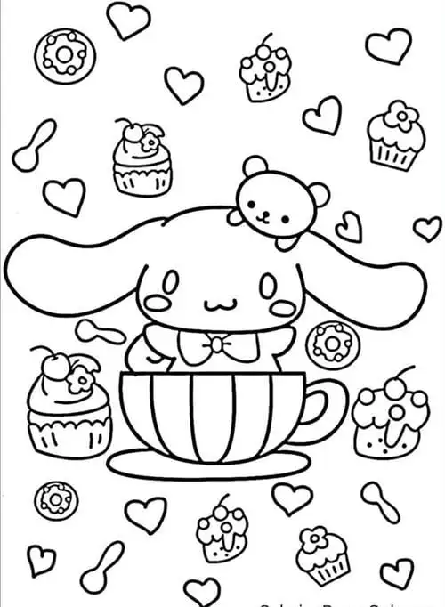 cinnamoroll trong ly trà tô màu