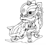 tranh tô màu con lân có sừng