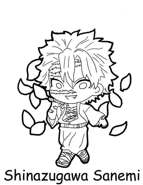 tranh tô màu kimetsu yaiba Sanemi chibi