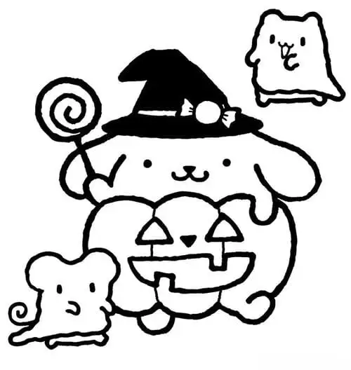 tranh tô màu pompompurin halloween