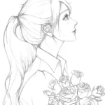 tranh tô màu anime nữ xinh đẹp