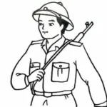 tranh tô màu chú bộ đội đi tuần